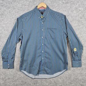 Robert Graham X Men's Striped Dress Shirt Size 2XL Blue Black & Yellow Flip Cuff